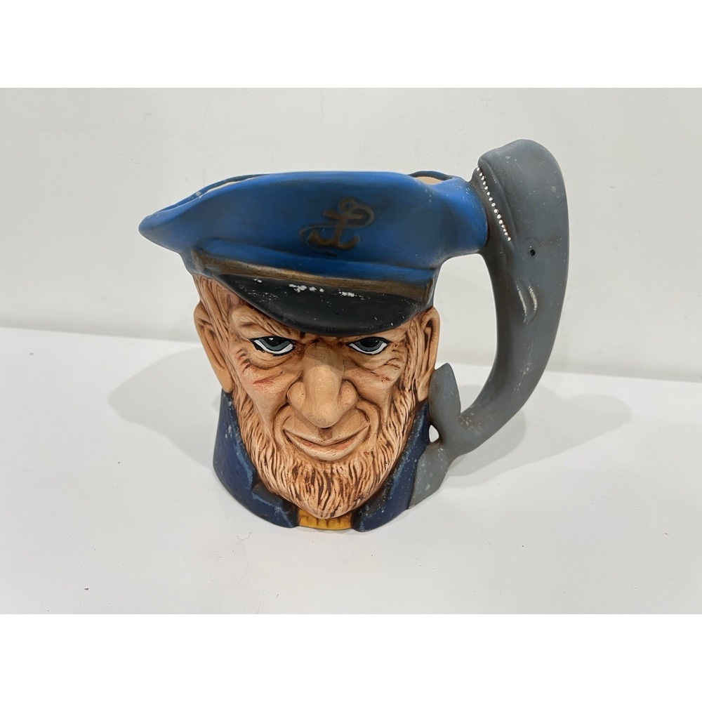 Vintage Ceramic Toby Mug-Sea Captain Flower Planter Whale Handle 1973 Rare